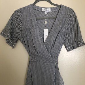 Shilla the label gray/white striped maxi dress
